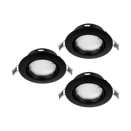 Eglo EU PENETO Recessed Ceiling Light – Black Steel, Triple GU10 LED, High Output Warm White Downlight