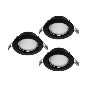Eglo EU PENETO Recessed Ceiling Light – Black Steel, Triple GU10 LED, Warm White, Indoor Downlight
