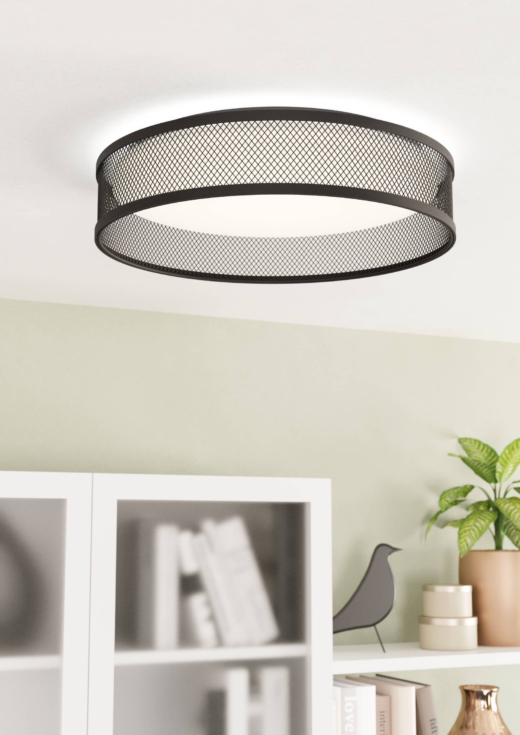 Eglo EU Totari?Z Smart LED Ceiling Light – White Crystal?Effect Design, Tuneable White 2700–6500K, App & Remote Control, 380mm Indoor Light product image - Endon Lighting from First Light Direct with great prices and fast UK delivery
