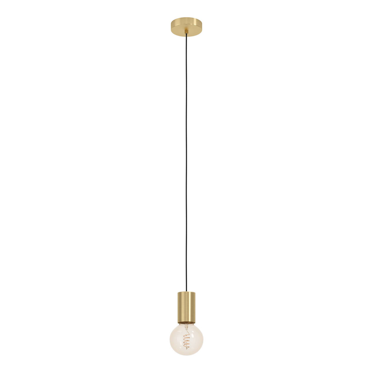 Eglo EU POZUETA?1 Pendant Light – Brushed Brass, E27, Slim Modern Design, Indoor Ceiling Lighting