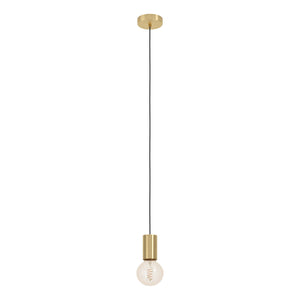 Eglo EU POZUETA?1 Pendant Light – Brushed Brass, E27, Slim Modern Design, Indoor Ceiling Lighting