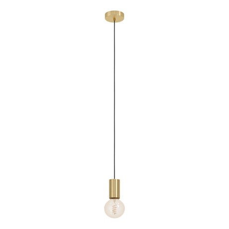 Eglo EU POZUETA?1 Pendant Light – Brushed Brass, E27, Slim Modern Design, Indoor Ceiling Lighting