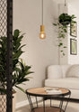 Eglo EU POZUETA?1 Pendant Light – Black & Wood, E27, Slim Modern Design, Indoor Ceiling Lighting