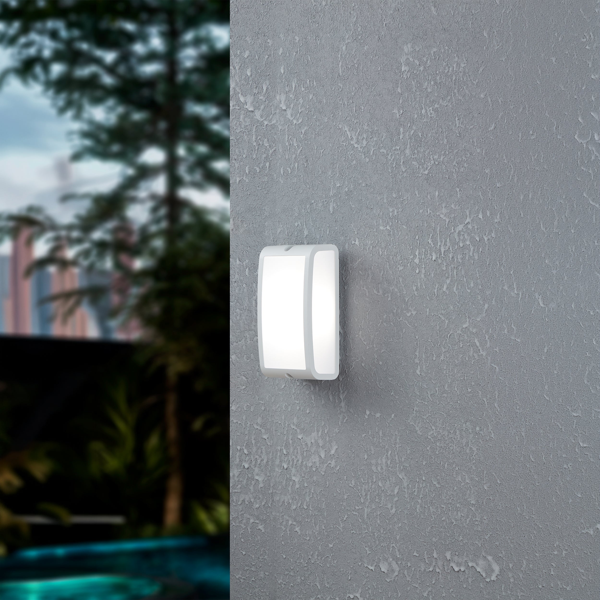 Eglo EU CAMARDA Outdoor Wall Light – White Aluminium, E27, Modern Exterior Lighting product image - Endon Lighting from First Light Direct with great prices and fast UK delivery