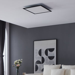 Eglo EU Salobrena 1 Ultra-Slim Modern Black Square LED Ceiling Light