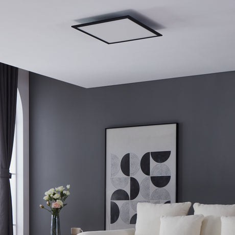 Eglo EU Salobrena 1 Ultra-Slim Modern Black Square LED Ceiling Light