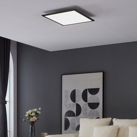 Eglo EU Salobrena 1 Ultra-Slim Modern Black Square LED Ceiling Light 