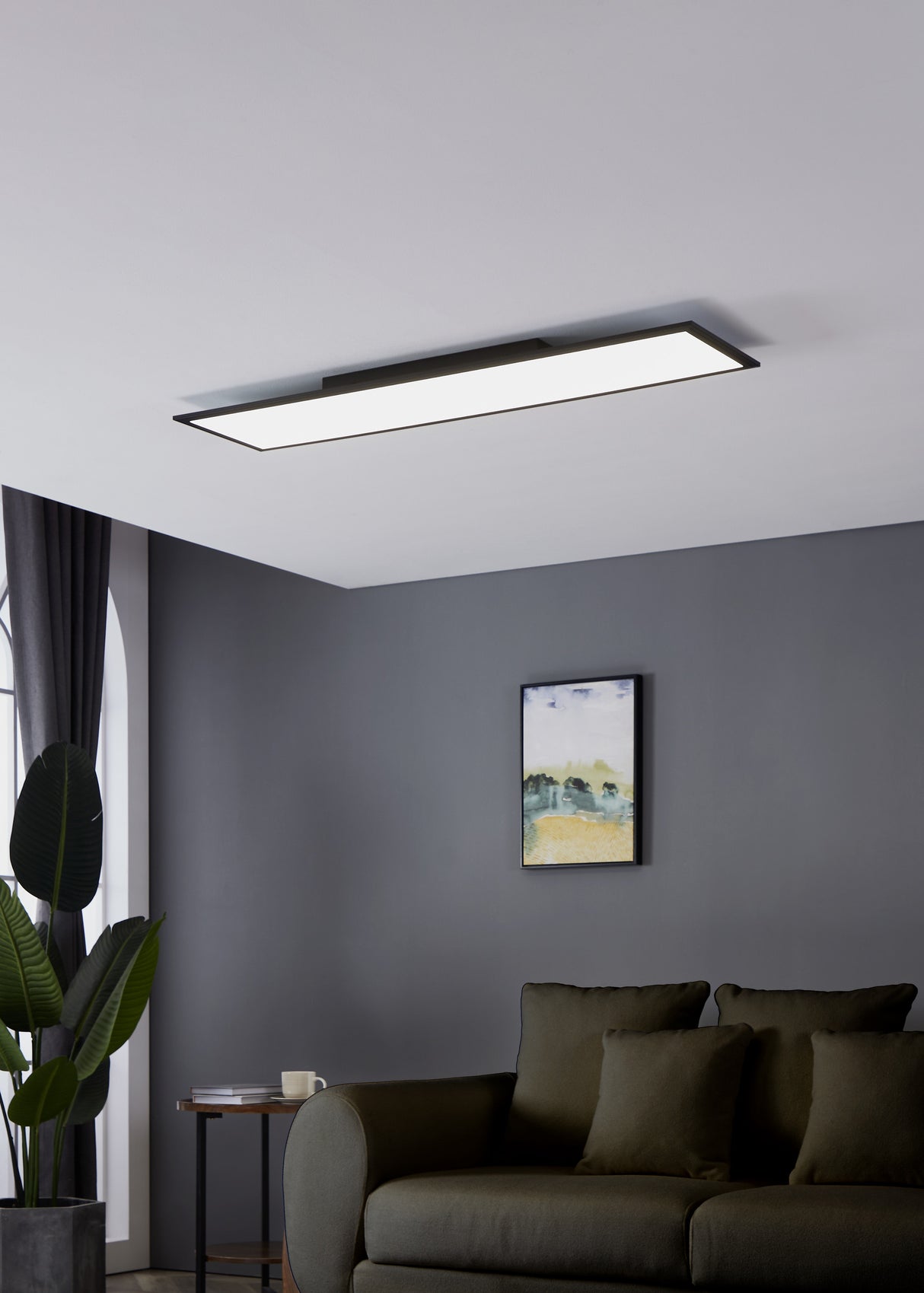 Eglo EU Salobrena 1 Modern Black LED Ceiling Light, 120cm
