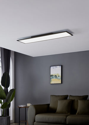 Eglo EU Salobrena 1 Modern Black LED Ceiling Light, 120cm