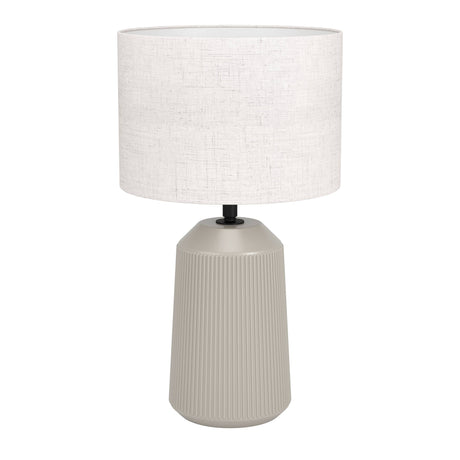 Eglo EU CAPALBIO Table Lamp – Sandy Ceramic Base with White Fabric Shade, E27, Inline Switch, Indoor Lighting