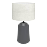 Eglo EU CAPALBIO Table Lamp – Grey Ceramic Base with Natural Linen Shade, E27, Inline Switch, Indoor Lighting