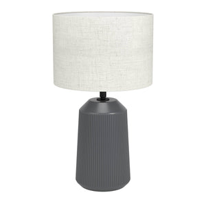 Eglo EU CAPALBIO Table Lamp – Grey Ceramic Base with Natural Linen Shade, E27, Inline Switch, Indoor Lighting
