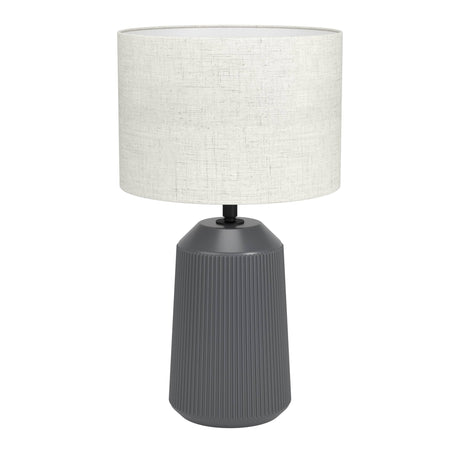 Eglo EU CAPALBIO Table Lamp – Grey Ceramic Base with Natural Linen Shade, E27, Inline Switch, Indoor Lighting