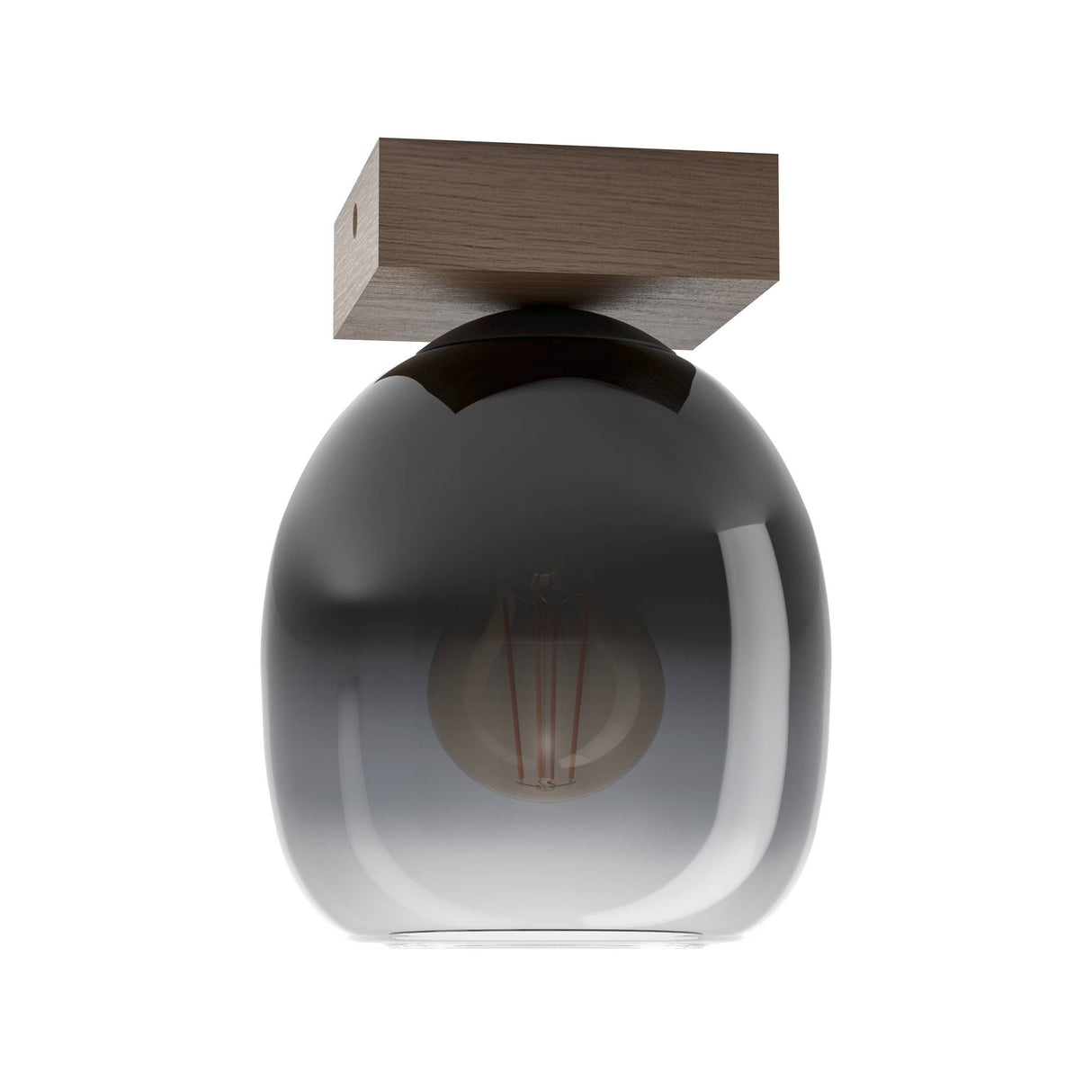 Eglo EU FILAGO Ceiling Light – Wood & Steel with Smoked Glass Shade, E27, Indoor Lighting