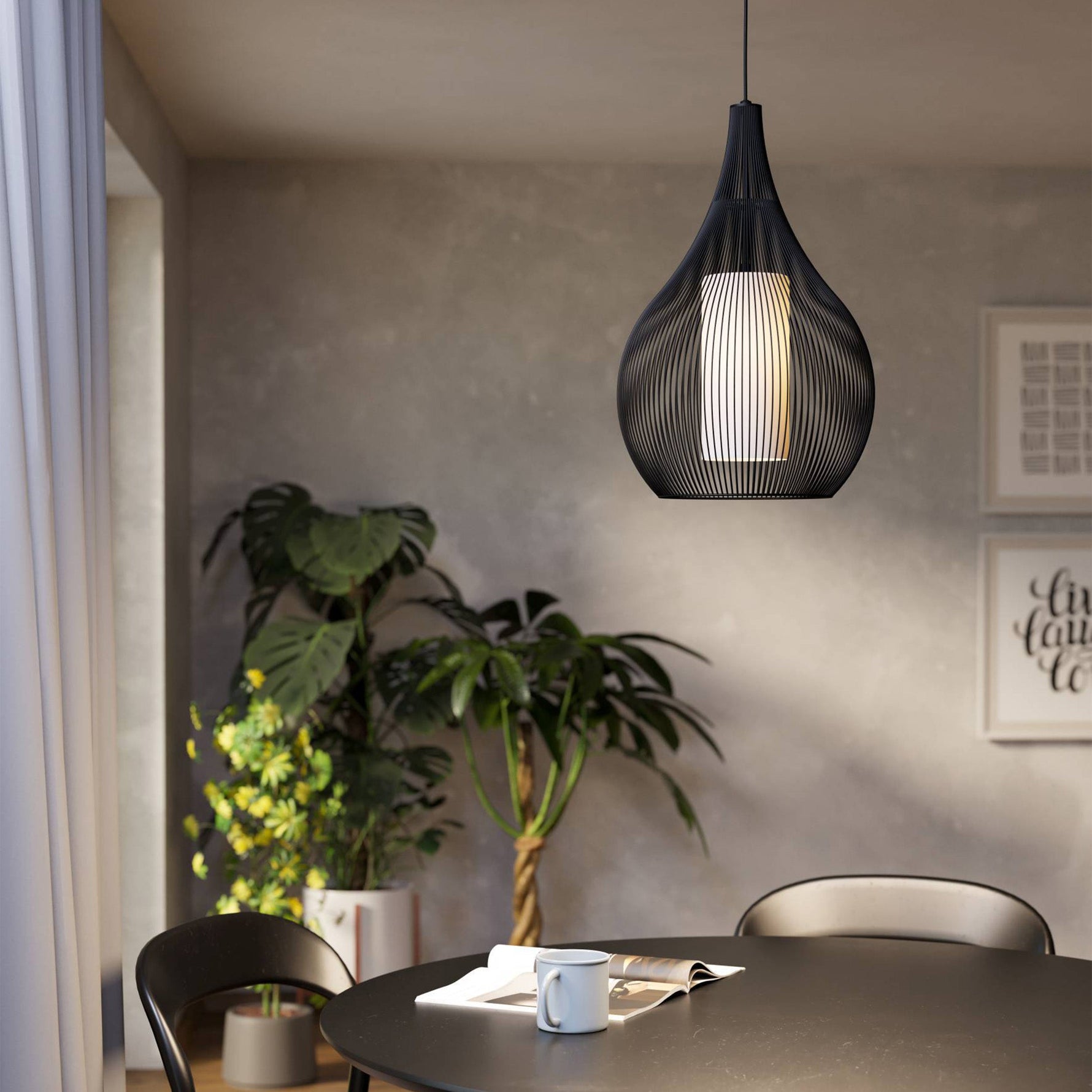 Eglo EU RAZONI 1 Pendant Light – White Steel & Glass Design, E27 Fitting, 325mm Indoor Pendant Light