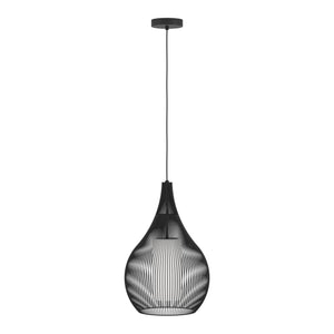 Eglo EU RAZONI 1 Pendant Light – Black Steel & Glass Design, E27 Fitting, 325mm Indoor Pendant Light
