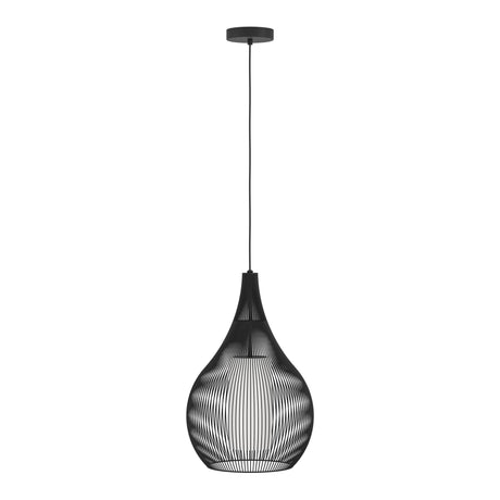 Eglo EU RAZONI 1 Pendant Light – Black Steel & Glass Design, E27 Fitting, 325mm Indoor Pendant Light