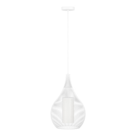 Eglo EU RAZONI 1 Pendant Light – White Steel & Glass Design, E27 Fitting, 325mm Indoor Pendant Light