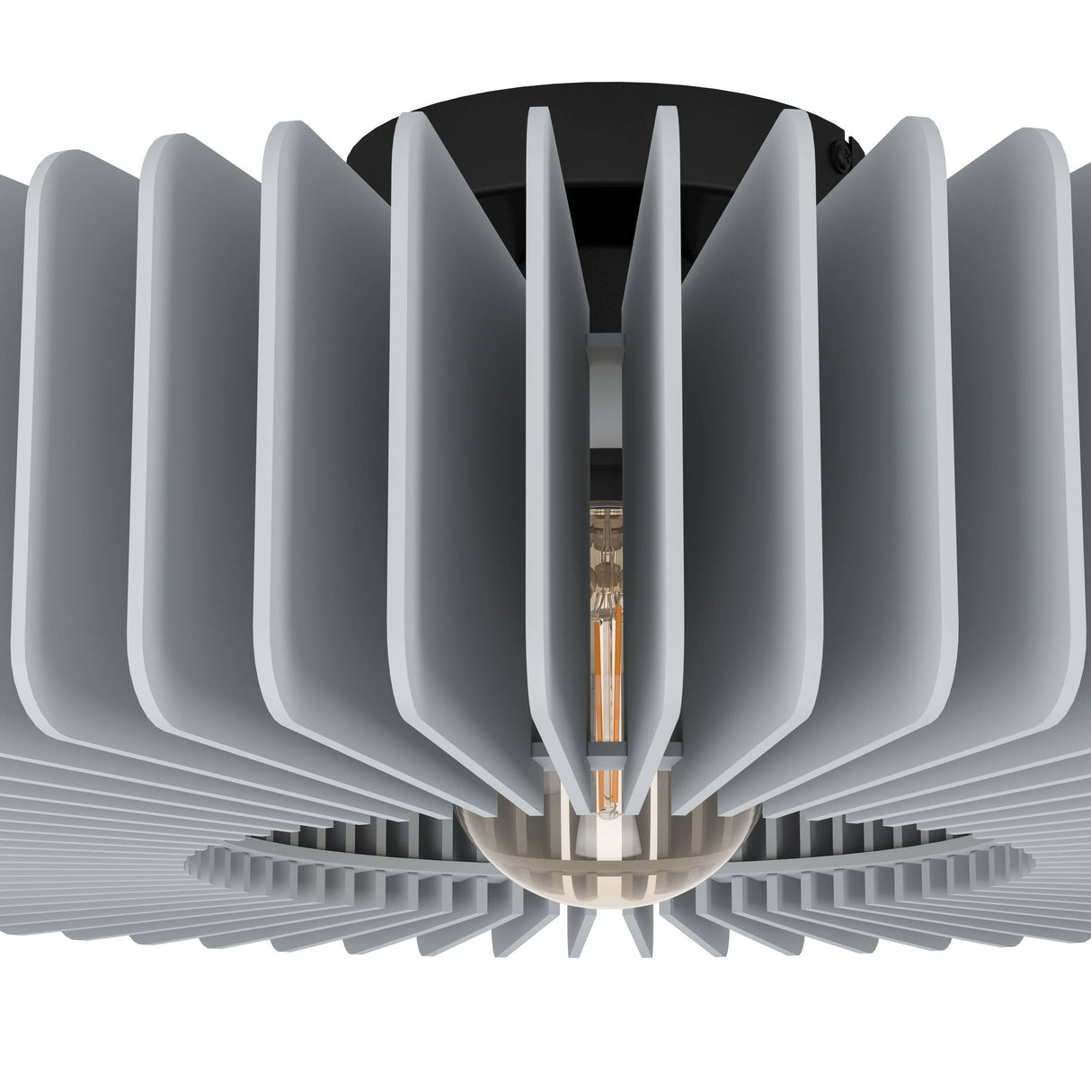 Eglo EU PALOMBAIA Ceiling Light – Black Steel with Grey Wooden Shade, E27, Indoor Lighting