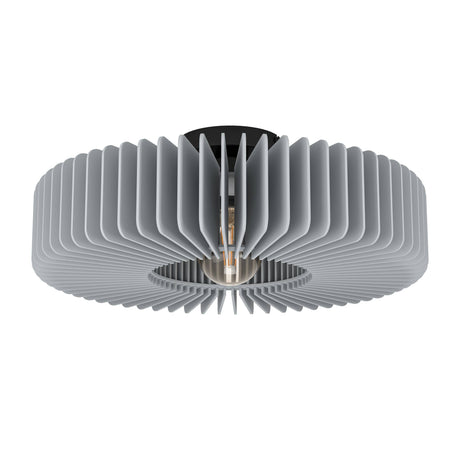 Eglo EU PALOMBAIA Ceiling Light – Black Steel with Grey Wooden Shade, E27, Indoor Lighting
