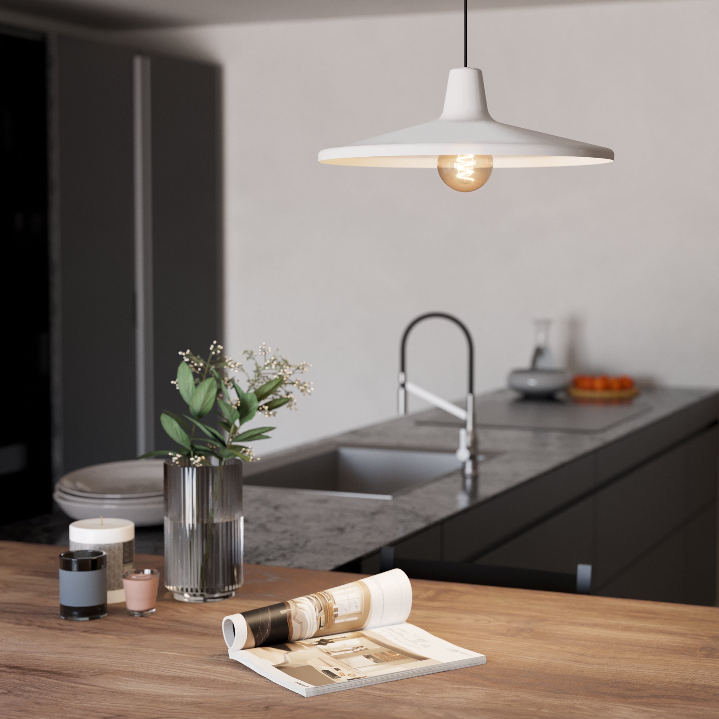 Eglo EU DUAIA Ceiling Light – Umbra Grey & Wood Design with Brushed Brass Detail, E27, Indoor Lighting product image - Endon Lighting from First Light Direct with great prices and fast UK delivery