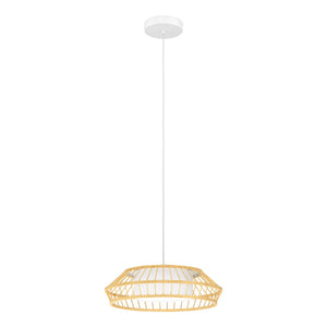 Eglo EU Yuku-Z Smart Control Wood & Fabric LED Single Pendant