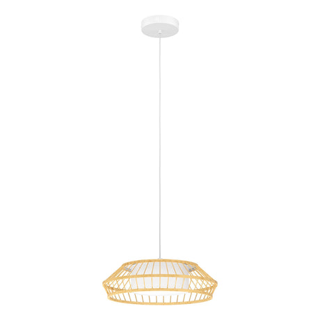 Eglo EU Yuku-Z Smart Control Wood & Fabric LED Single Pendant