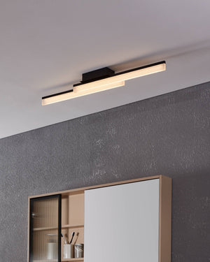Eglo EU PALMITAL LED Bathroom Wall & Ceiling Light – 880mm Black, Warm White, IP44