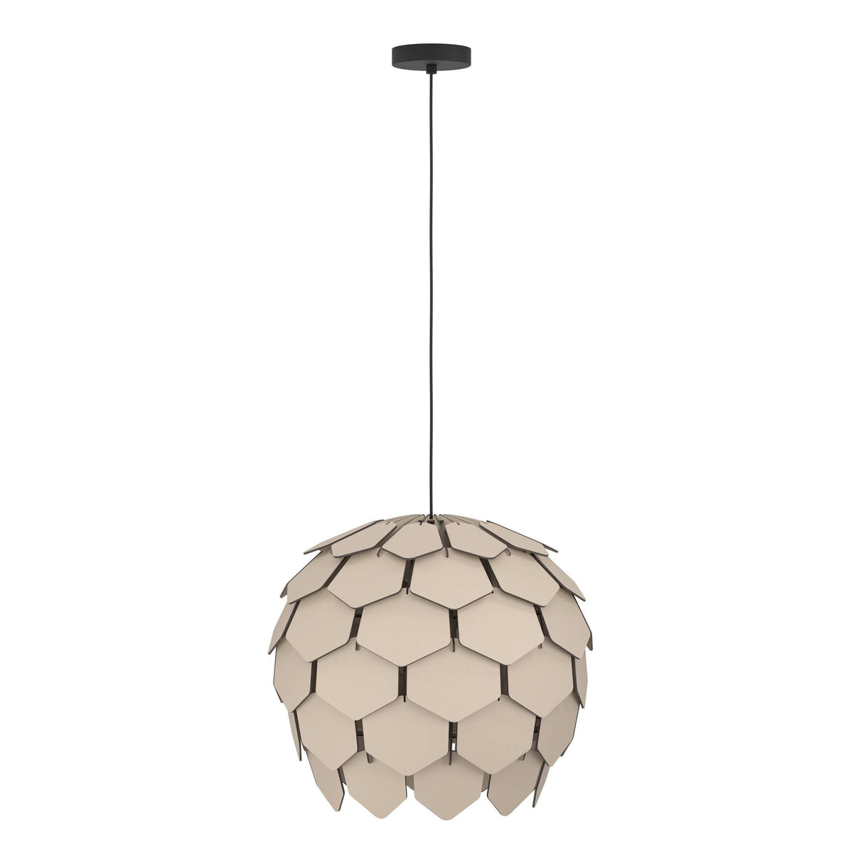 Eglo EU MATTANZA Pendant Light – Black Steel with Grey Wooden Shade, E27, Indoor Lighting