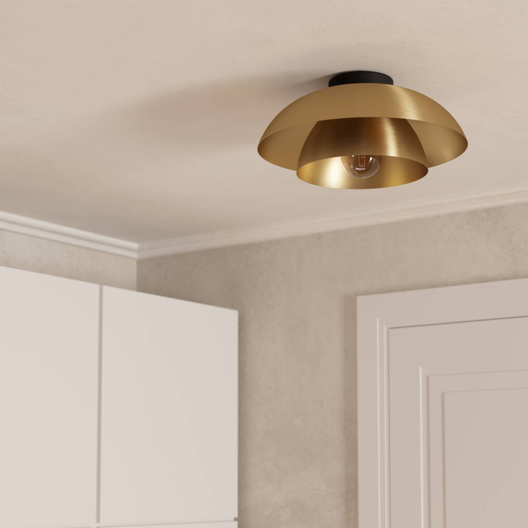 Eglo EU CENCIARA Ceiling Light – Black Steel with Brushed Brass Detail, E27, Indoor Lighting product image - Endon Lighting from First Light Direct with great prices and fast UK delivery