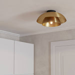 Eglo EU CENCIARA Ceiling Light – Black Steel with Brushed Brass Detail, E27, Indoor Lighting product image - Endon Lighting from First Light Direct with great prices and fast UK delivery