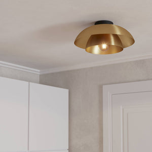 Eglo EU CENCIARA Ceiling Light – Black Steel with Brushed Brass Detail, E27, Indoor Lighting