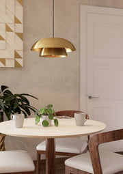 Eglo EU CENCIARA Pendant Ceiling Light – Black Steel with Brushed Brass & Gold Shade, E27, Height Adjustable