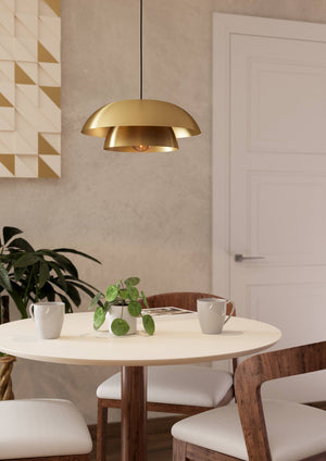 Eglo EU CENCIARA Pendant Ceiling Light – Black Steel with Brushed Brass & Gold Shade, E27, Height Adjustable