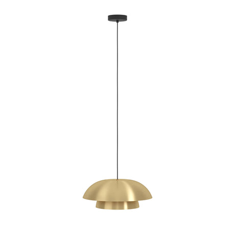 Eglo EU CENCIARA Pendant Ceiling Light – Black Steel with Brushed Brass & Gold Shade, E27, Height Adjustable
