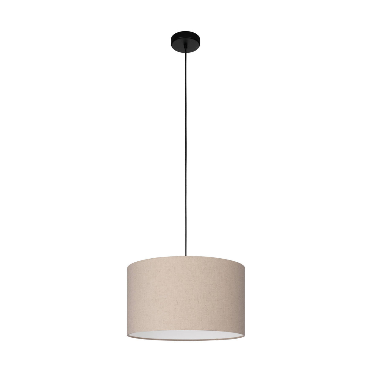 Eglo EU FENIGLIA Pendant Light – Black Steel with Natural Linen Fabric Shade, E27, Indoor Lighting