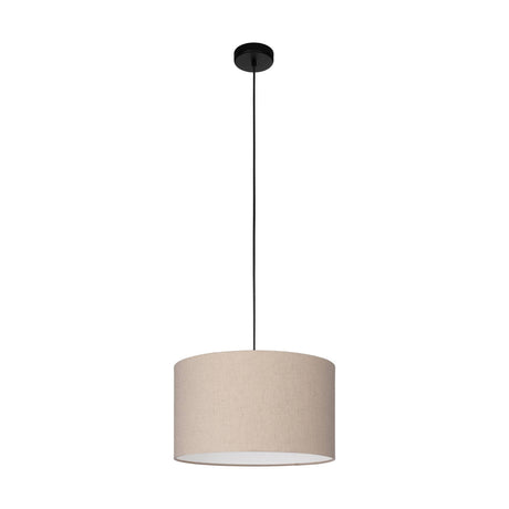 Eglo EU FENIGLIA Pendant Light – Black Steel with Natural Linen Fabric Shade, E27, Indoor Lighting