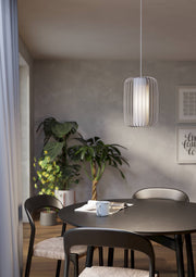 Eglo EU Terrarosa Wireframe Steel & Fabric Contemporary Single Pendant, Sandy 24cm