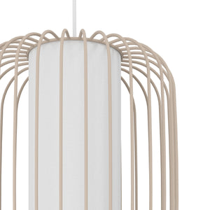 Eglo EU Terrarosa Wireframe Steel & Fabric Contemporary Single Pendant, Sandy 24cm