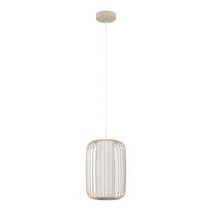 Eglo EU Terrarosa Wireframe Steel & Fabric Contemporary Single Pendant, Sandy 24cm