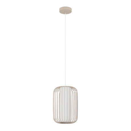 Eglo EU Terrarosa Wireframe Steel & Fabric Contemporary Single Pendant, Sandy 24cm