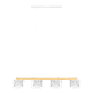 Eglo EU Portico-Z Steel & Wood White LED Smart Control 4-Light Pendant