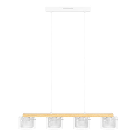Eglo EU Portico-Z Steel & Wood White LED Smart Control 4-Light Pendant