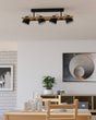Eglo EU Hornwood-Z Retro Wood And Black Steel Ceiling Light
