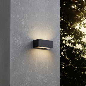 Eglo EU SPONGANO Outdoor LED Wall Light – Black Aluminium, 4?Step CCT, Up & Down Lighting, IP65 Exterior Lighting