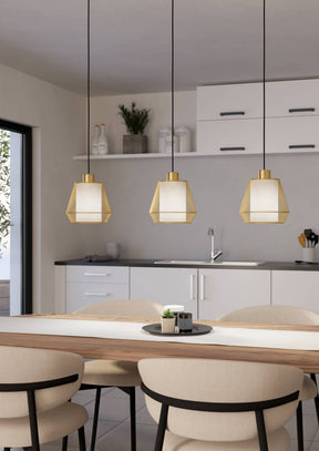 Eglo EU Ciudadela Brushed Brass Steel & White Fabric 3-Light Pendant