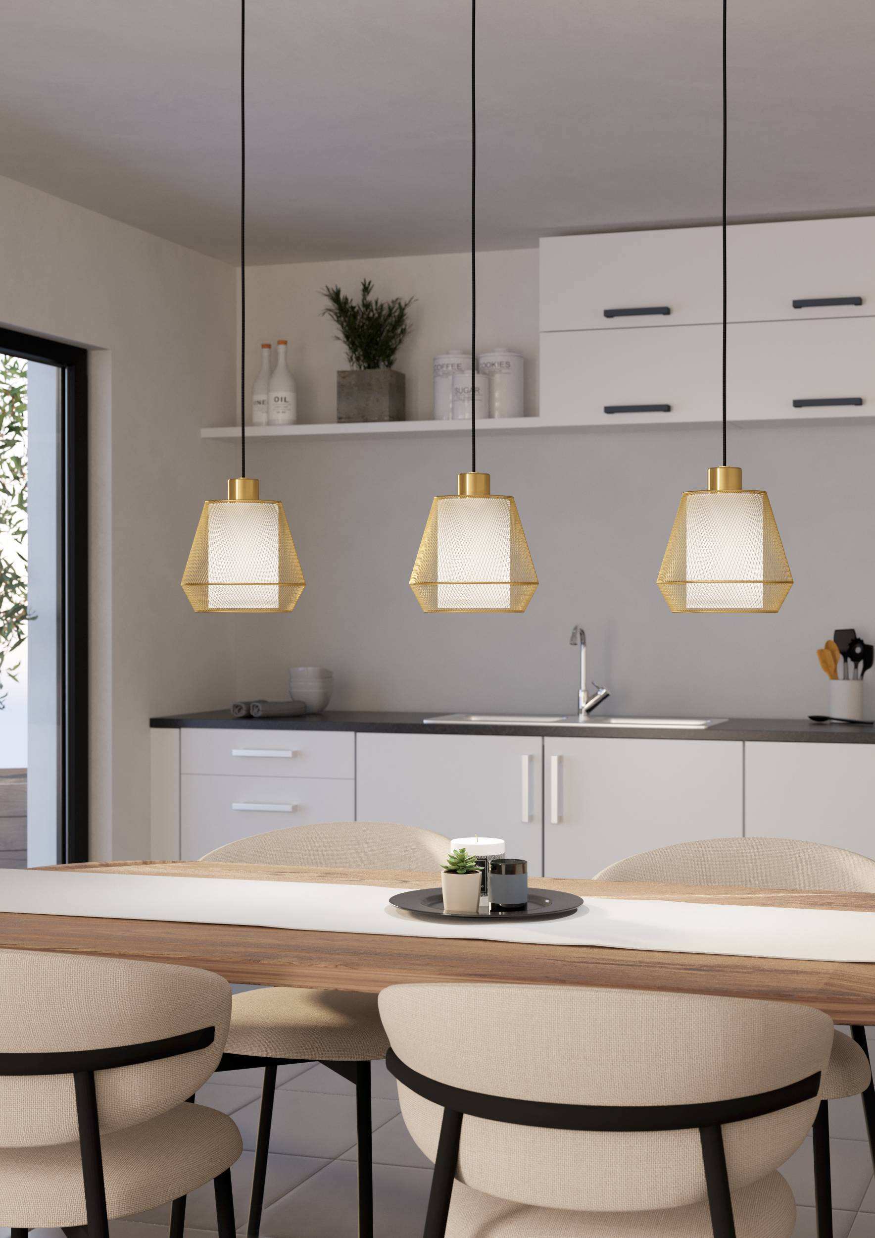 Eglo EU Colmeal Steel & Aluminium Brushed Brass LED Single Pendant