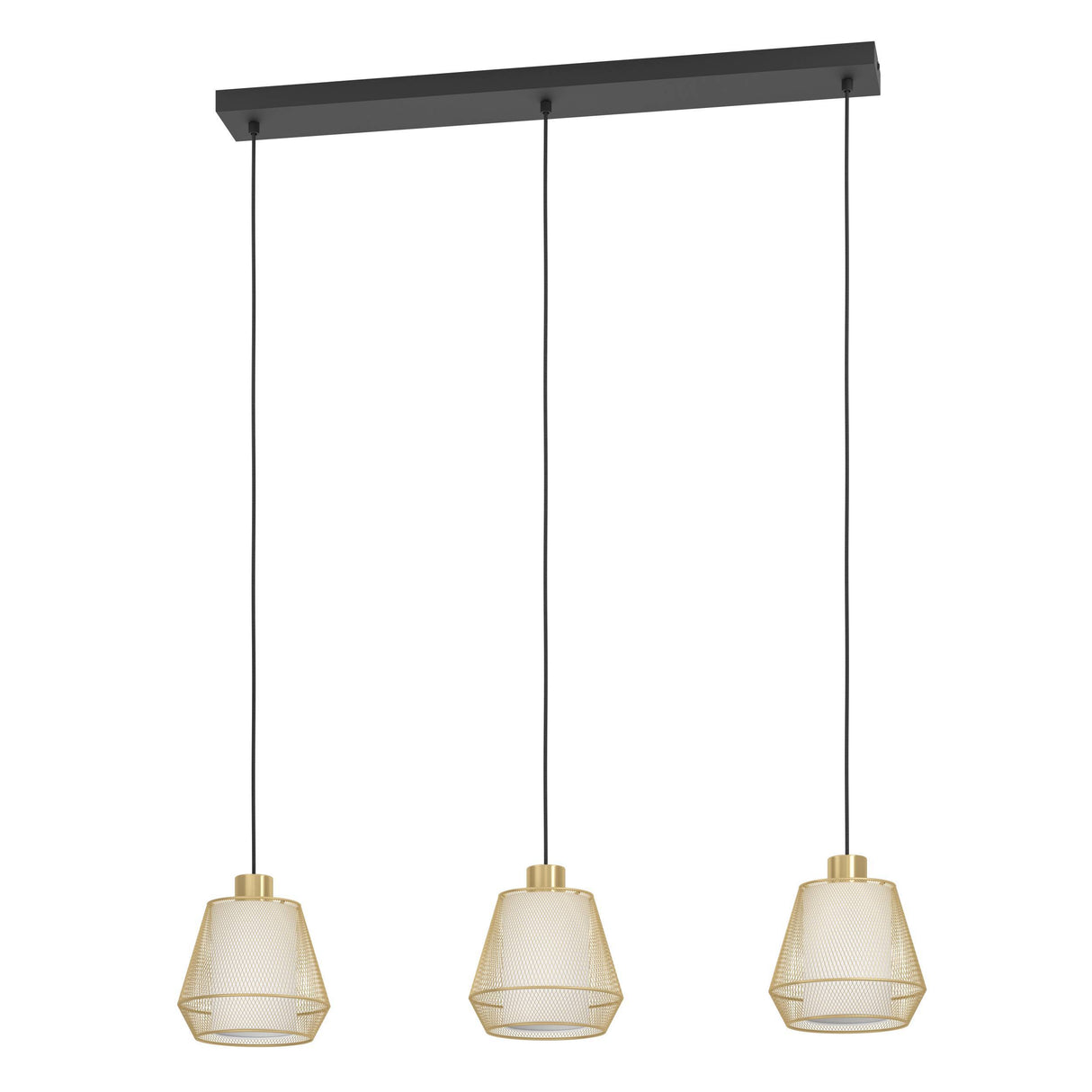 Eglo EU Ciudadela Brushed Brass Steel & White Fabric 3-Light Pendant
