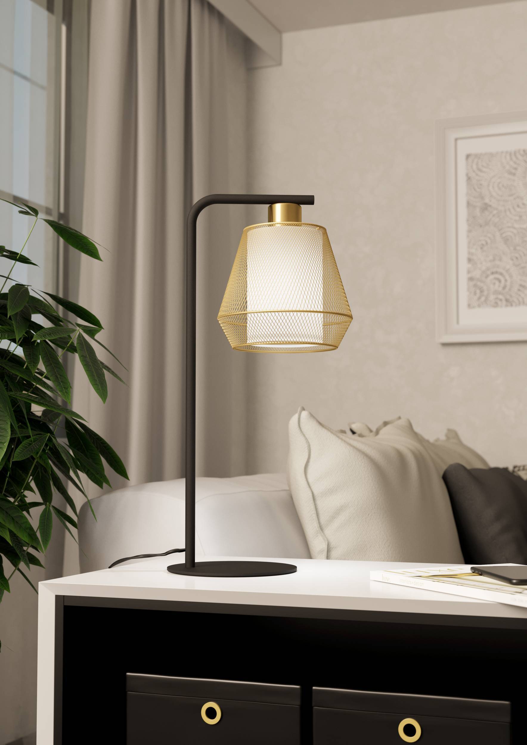 Eglo EU Canicosa 2 Plastic & Steel Black/Gold LED Ceiling Light, 49.5cm product image - Endon Lighting from First Light Direct with great prices and fast UK delivery