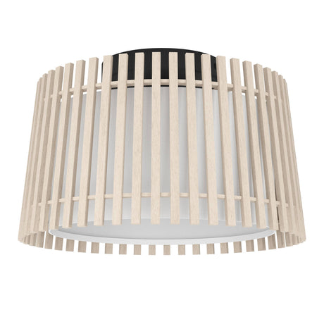 Eglo EU Fattoria Black Steel & Natural Wood Contemporary Ceiling Light
